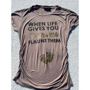 Jasmine Womens Maternity Tee Size Large Gray Short Sleeve Ruched Sides